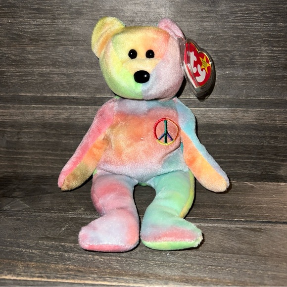 Ty Other - TY Beanie Baby Peace Bear Tie dye